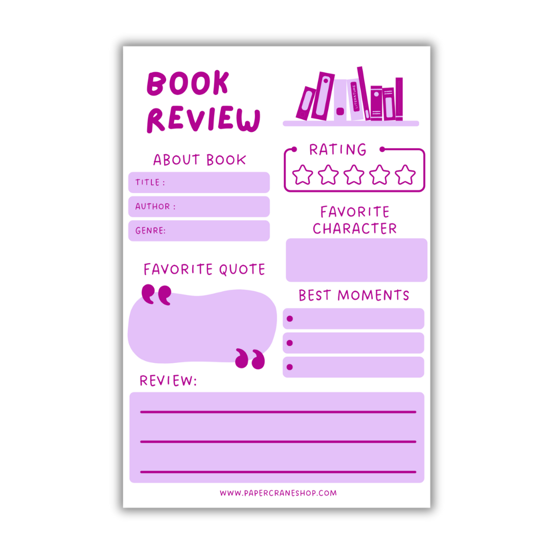 Book Review Pad - Purple