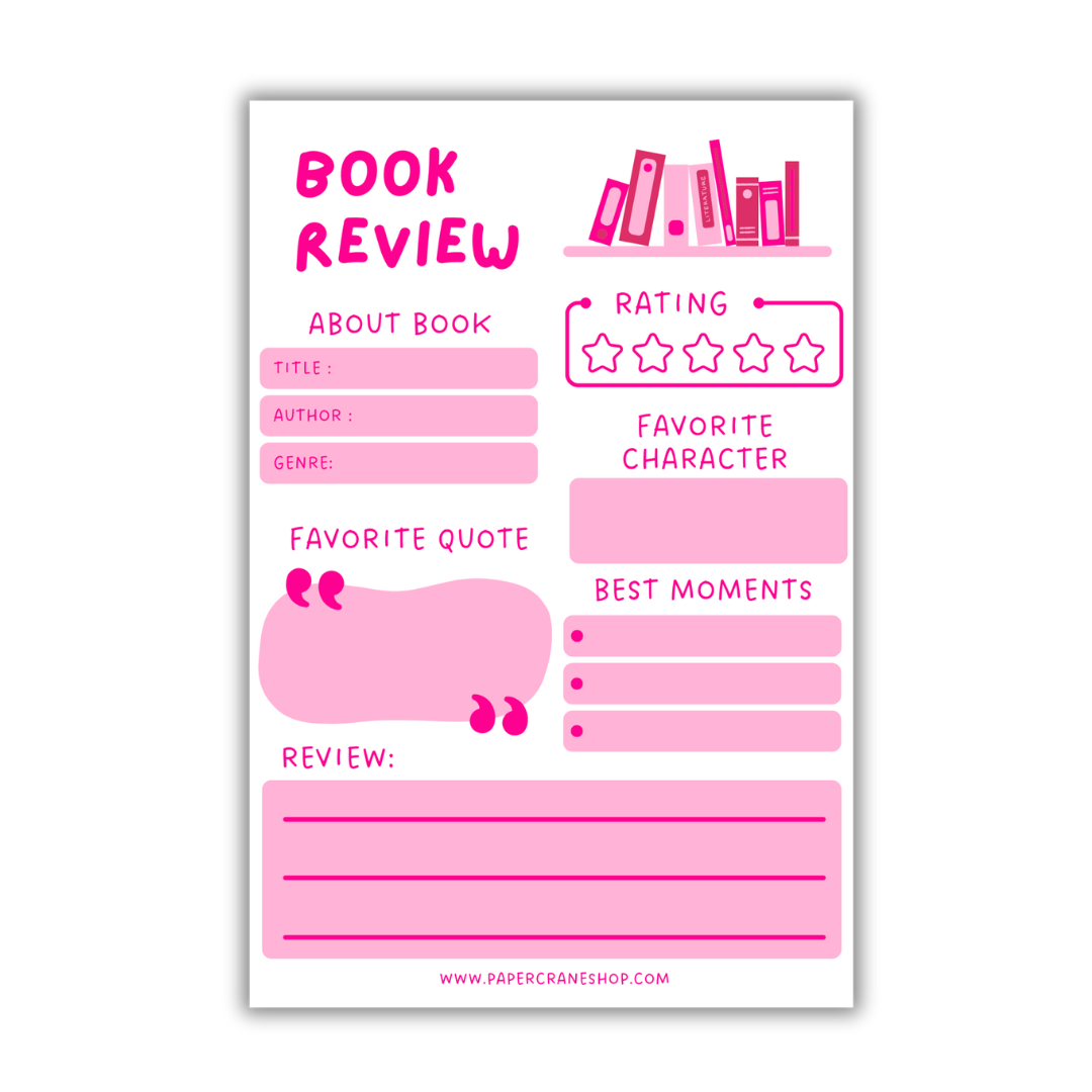 Book Review Pad - Pink