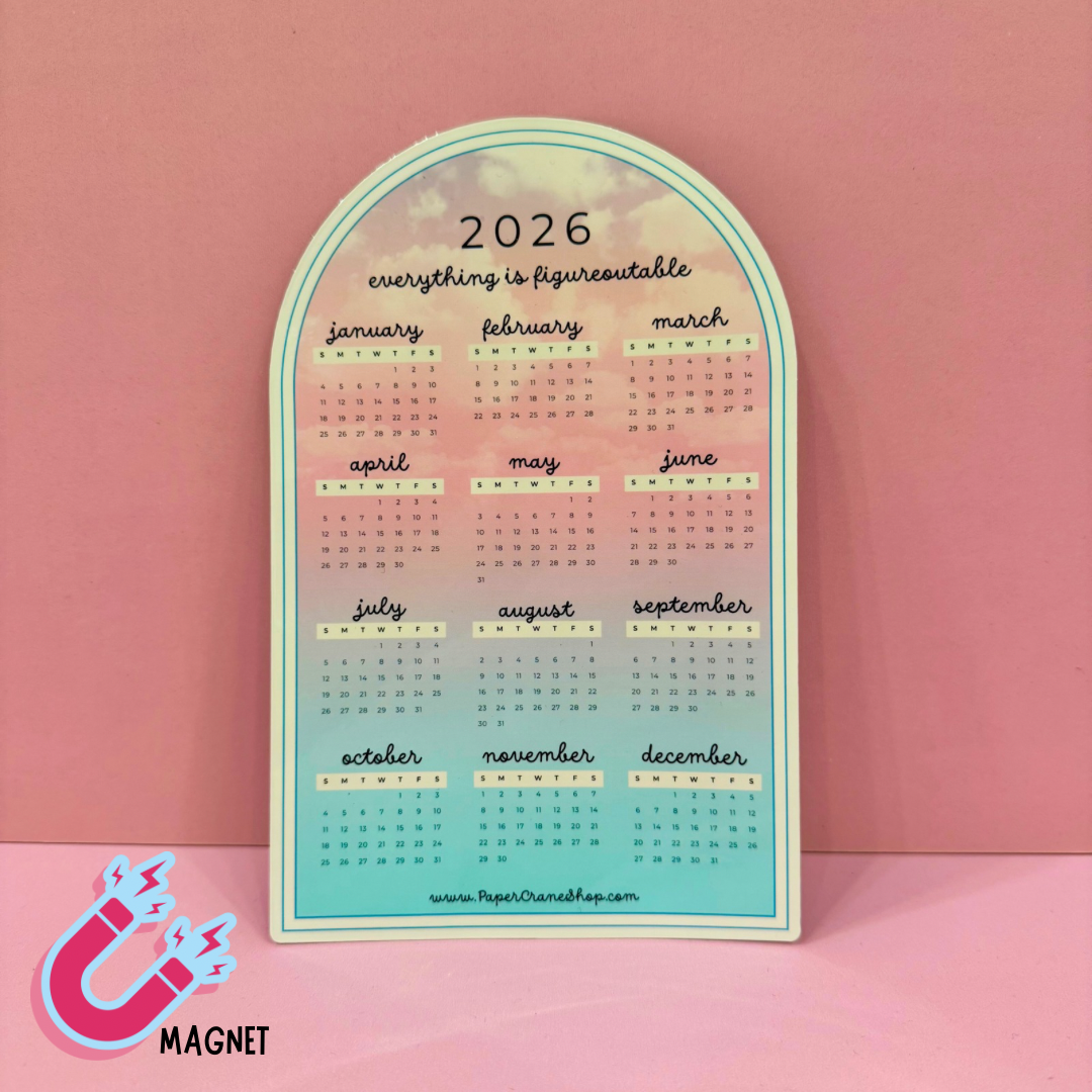 2026 calendar magnet on a pink background with 'MAGNET' indicator