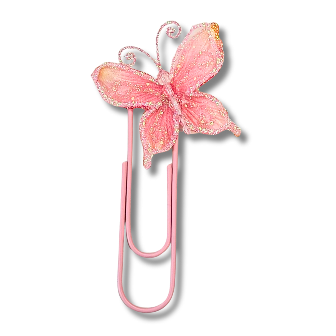 Butterfly Paper Clip Bookmark - Pink