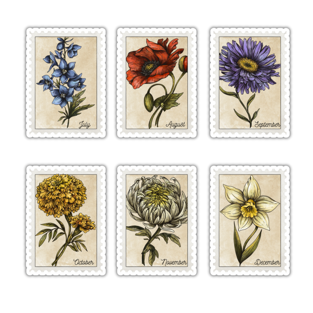 Birth Flower Stamp Stickers