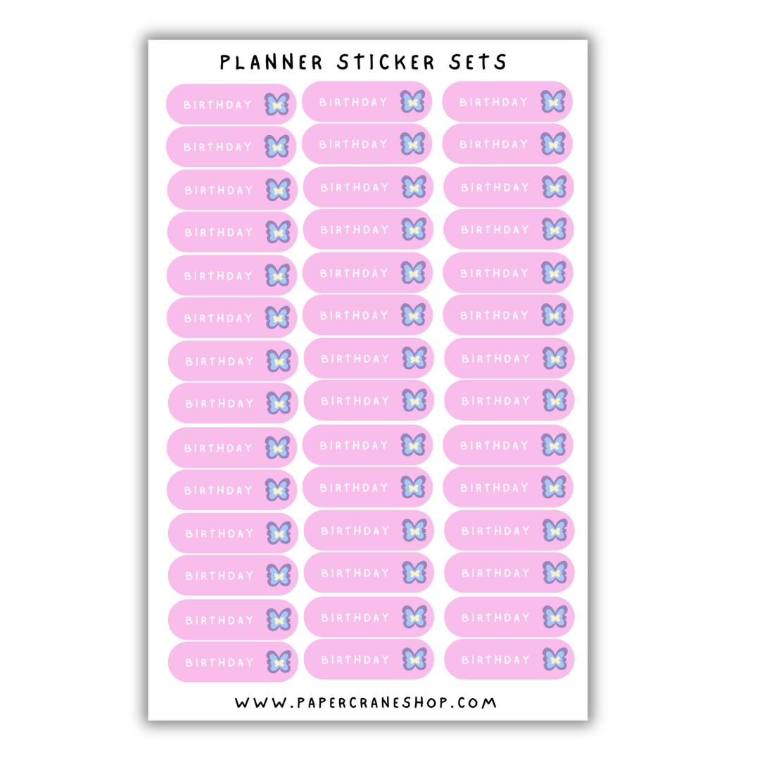 Cutesy Planner Sticker Set - Birthday