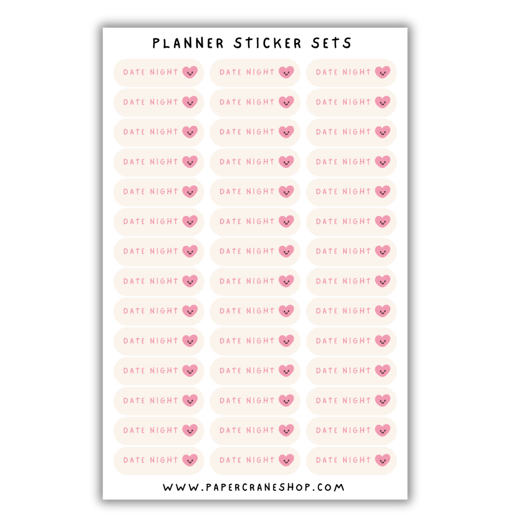 Cutesy Planner Sticker Set - Date Night