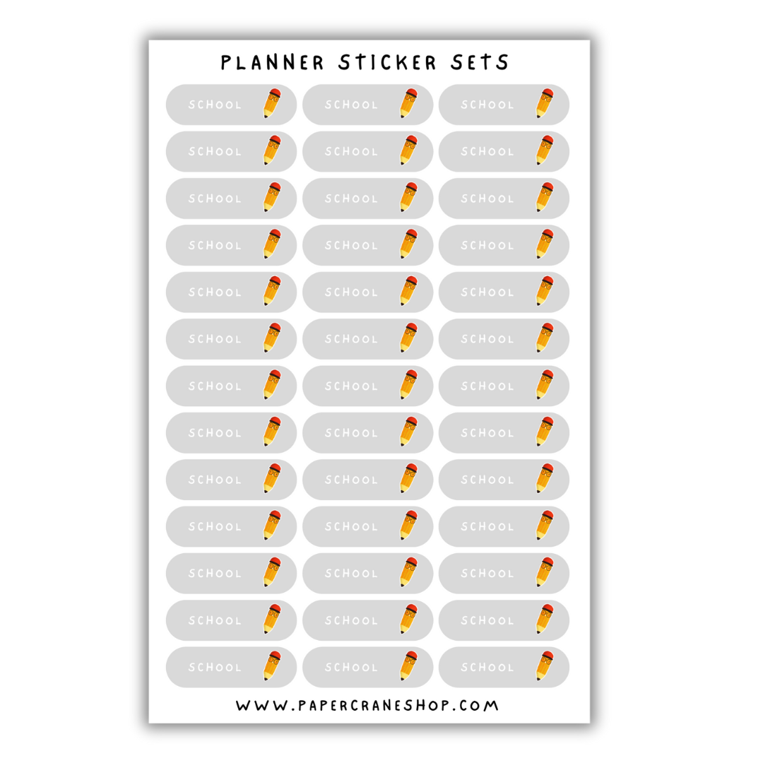 Cutesy Planner Sticker Set - School