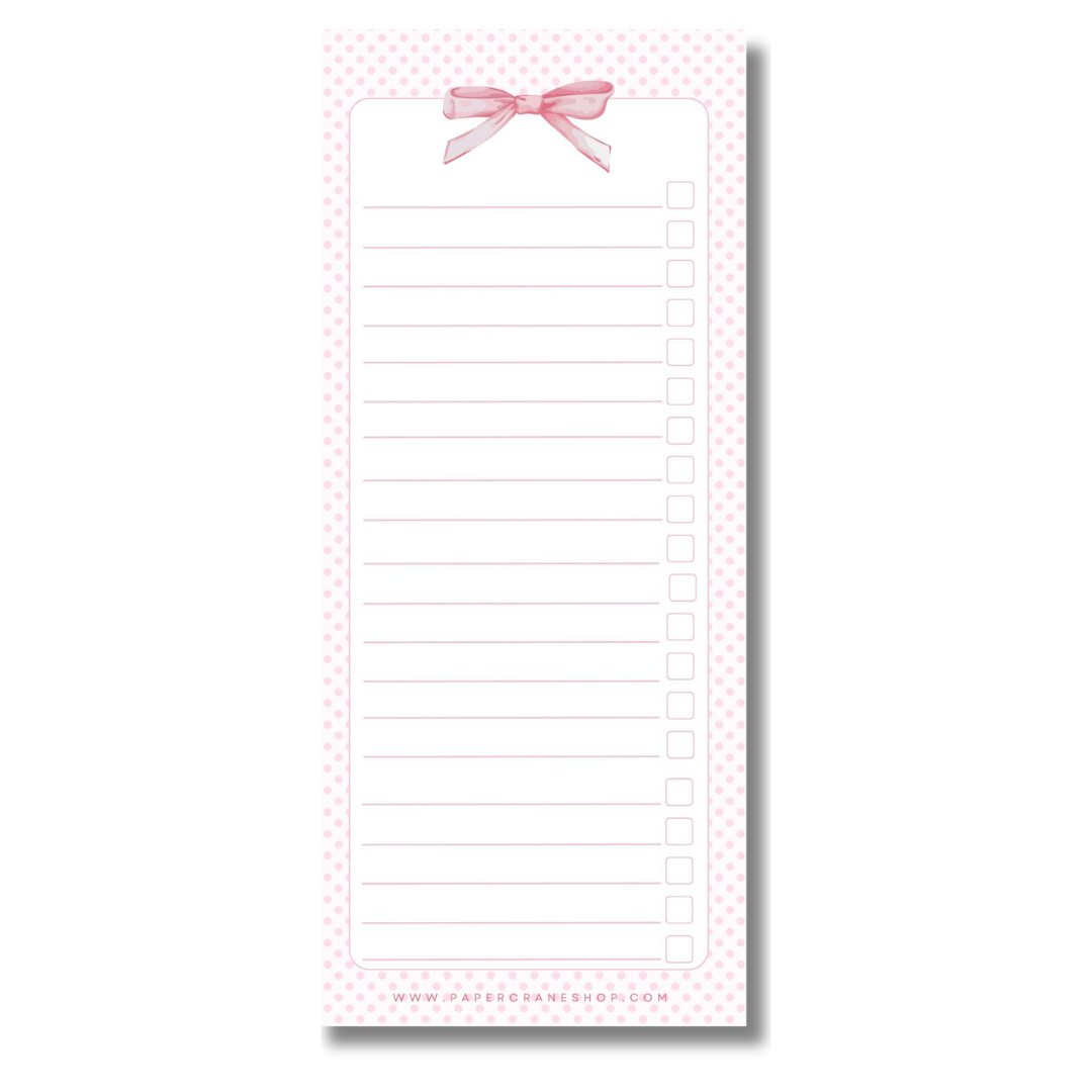 Pink Bow Little List Pad