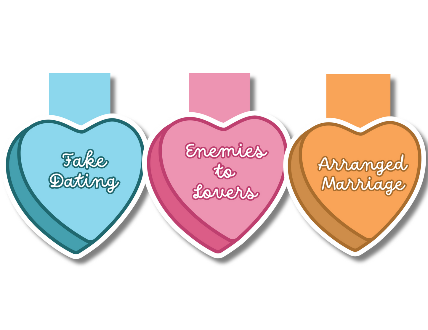 Conversation Heart Tropes Magnetic Bookmarks - Style 1