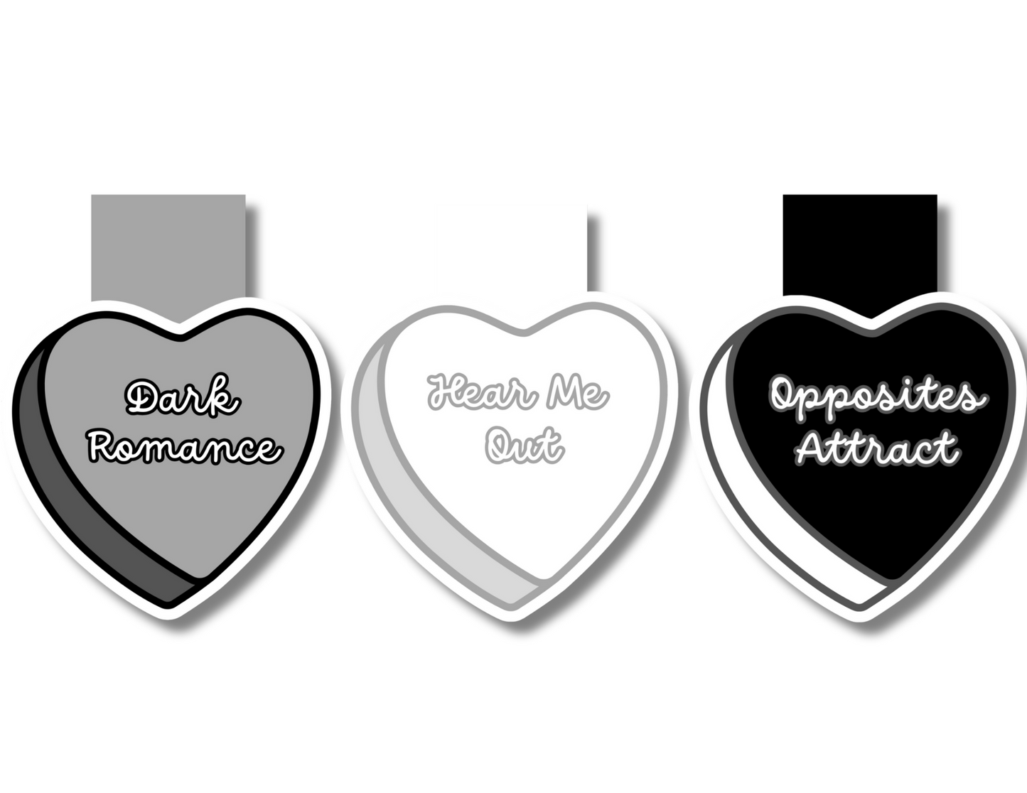 Conversation Heart Tropes Magnetic Bookmarks - Style 3