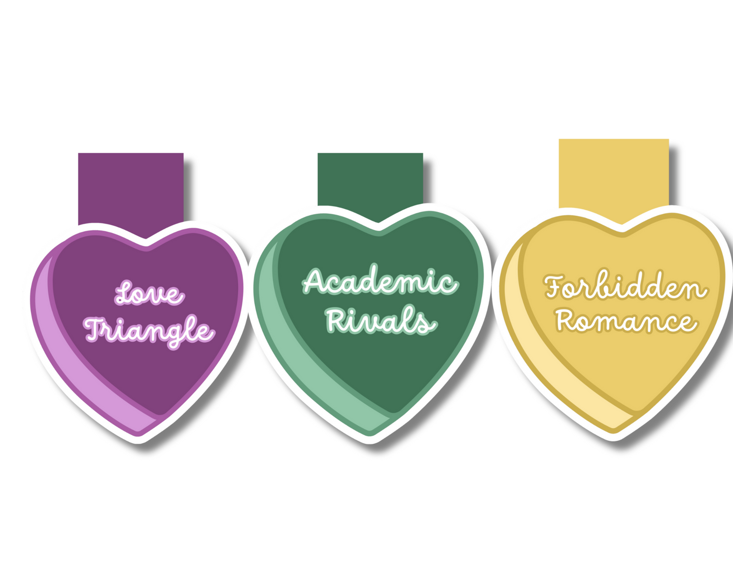 Conversation Heart Tropes Magnetic Bookmarks - Style 5