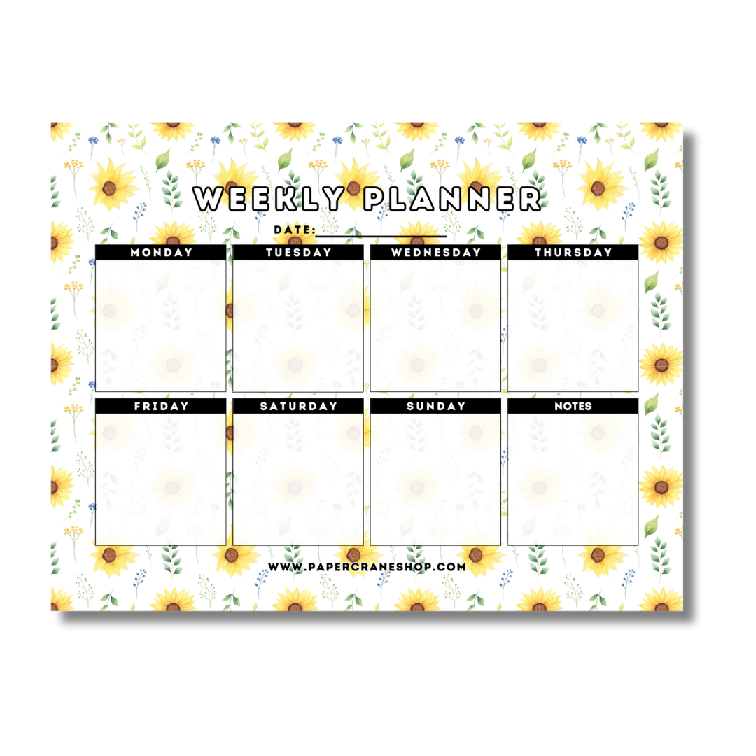 Soft Sunflowers Weekly Planner Pad