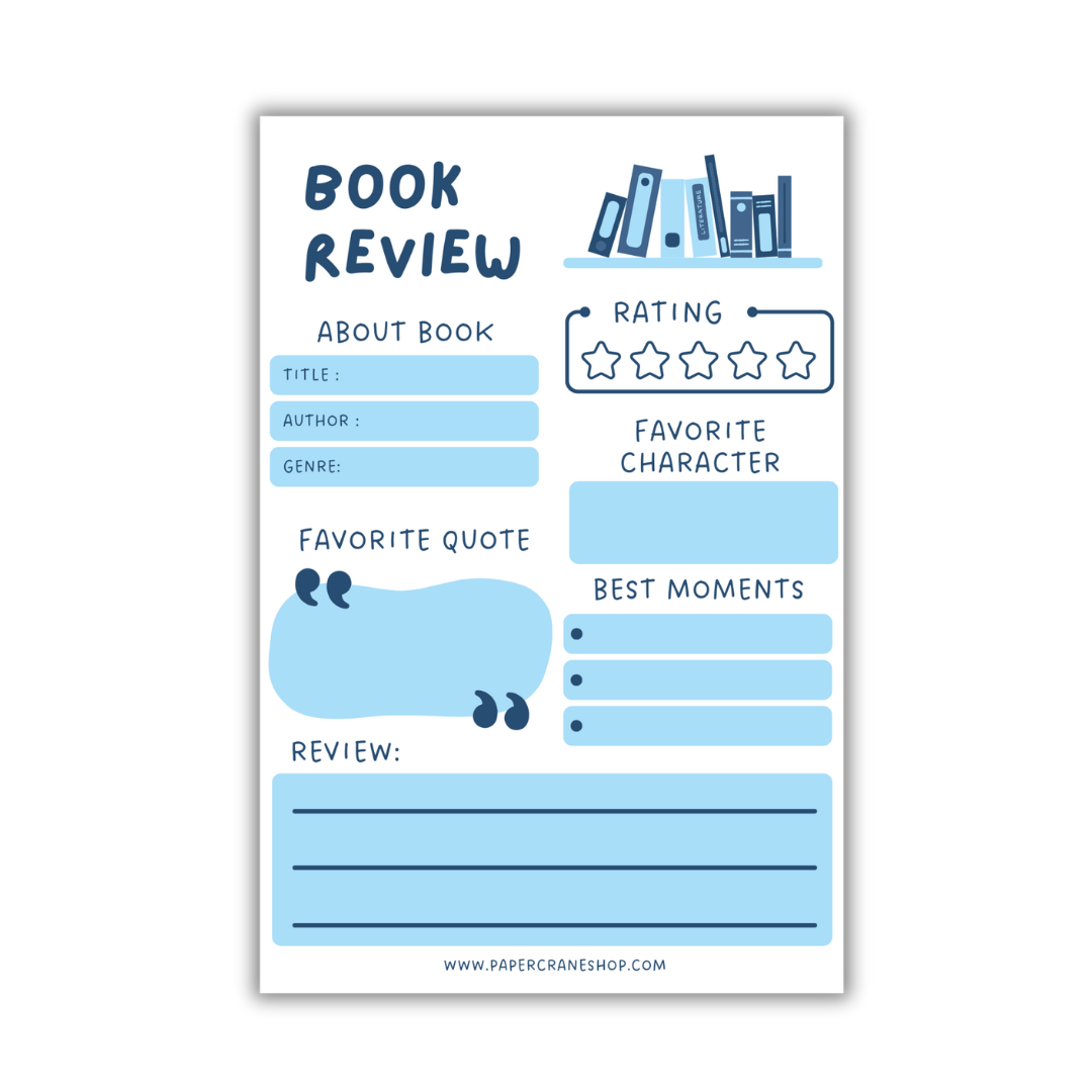 Book Review Pad - Blue