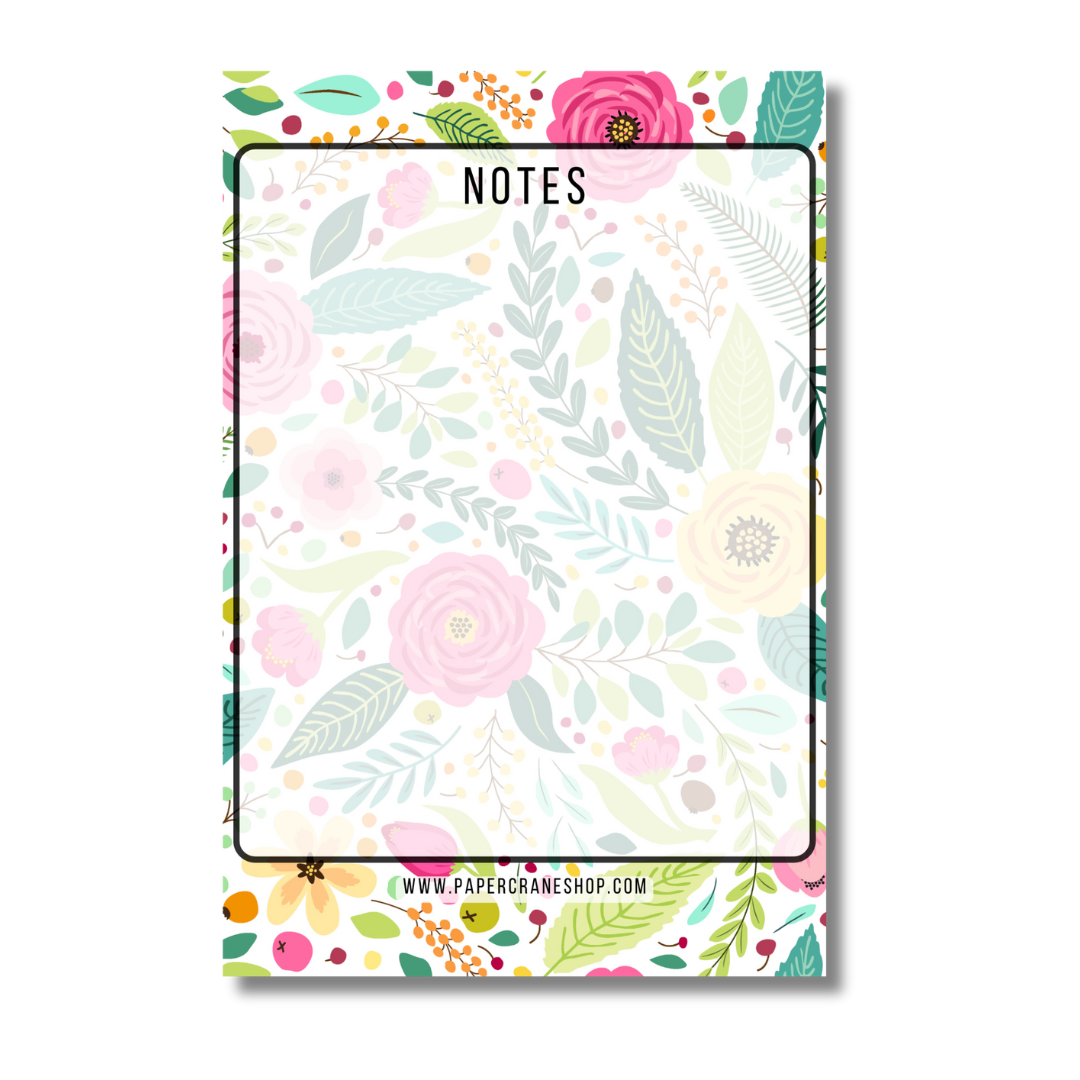 White Floral Notepad