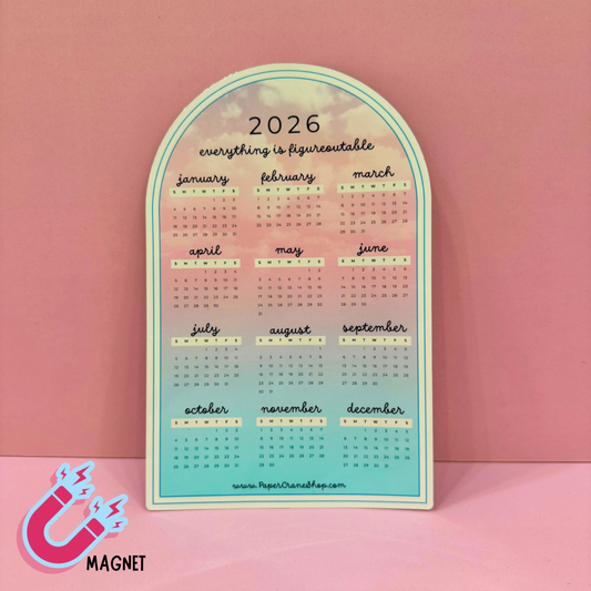 2026 calendar magnet on a pink background with 'MAGNET' indicator