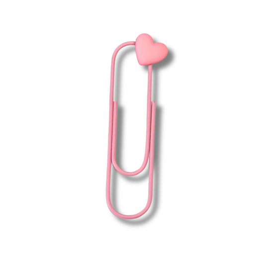 Pink Heart Paper Clip Bookmark