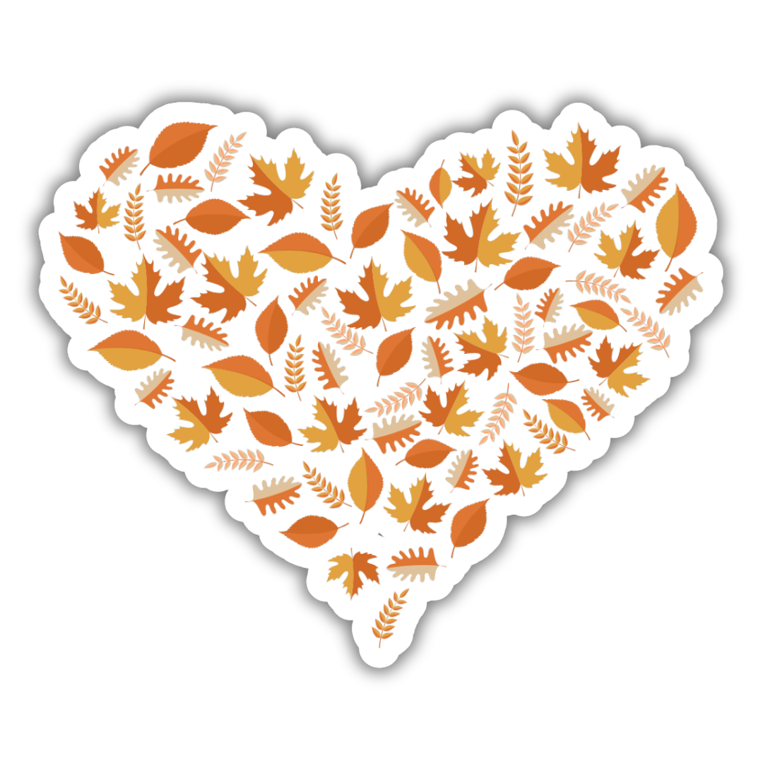 Autumn Leaves Heart Sticker