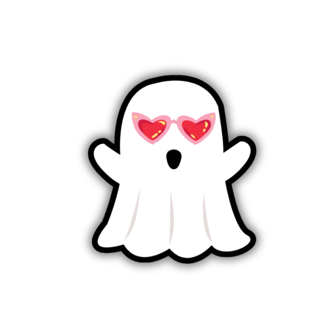 Groovy Ghost Sticker - Pink