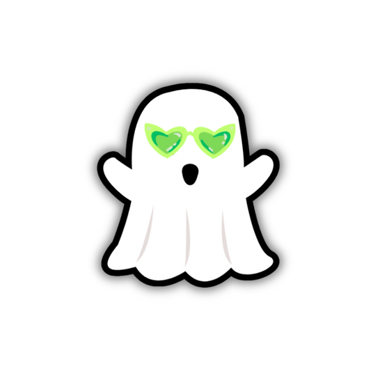 Groovy Ghost Sticker - Green