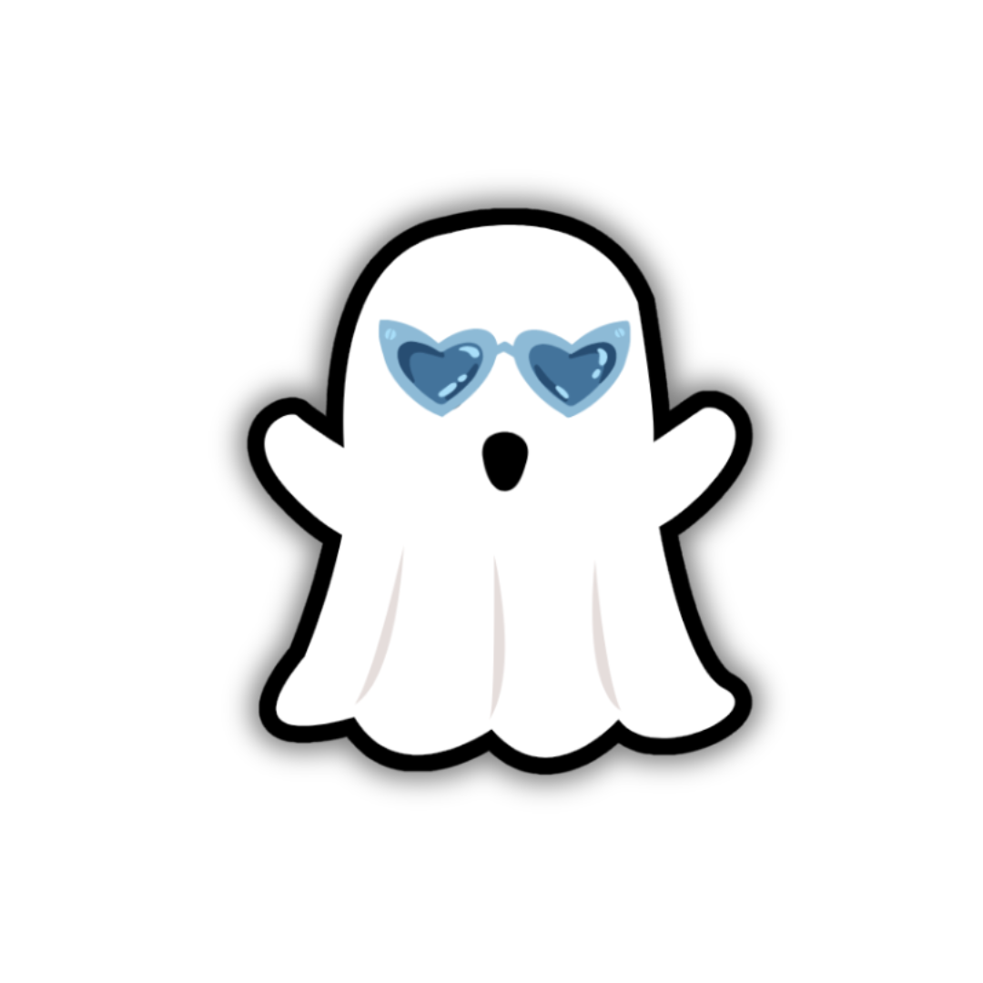 Groovy Ghost Sticker - Blue