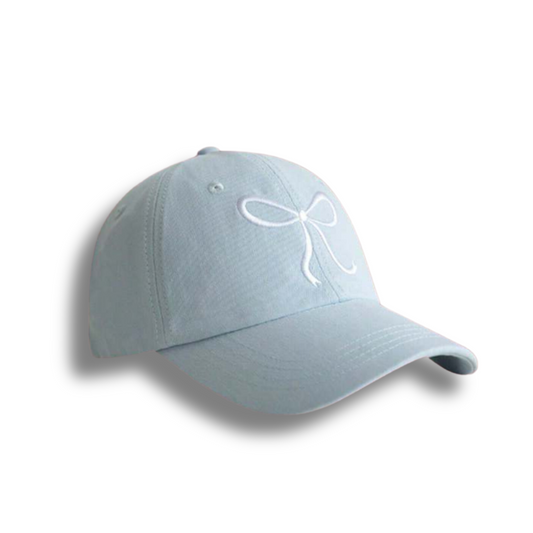 Embroidered Bow Baseball Cap - Blue