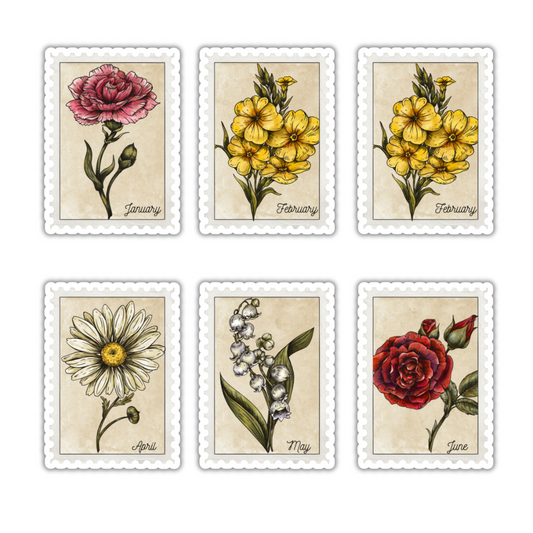 Birth Flower Stamp Stickers