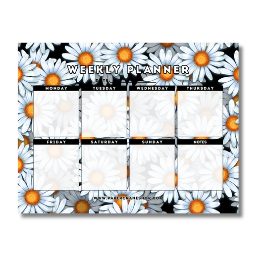 Black Daisies Weekly Planner Pad