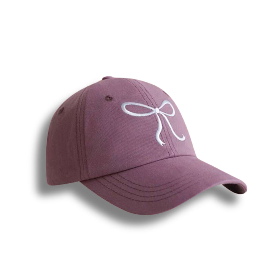 Embroidered Bow Baseball Cap - Purple