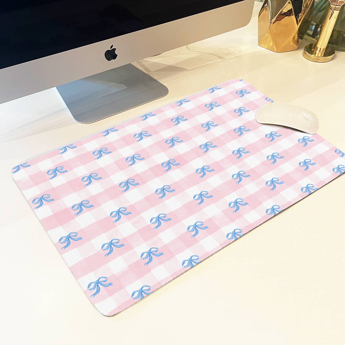 Girly Pink Bow Coquette  Desk Pad