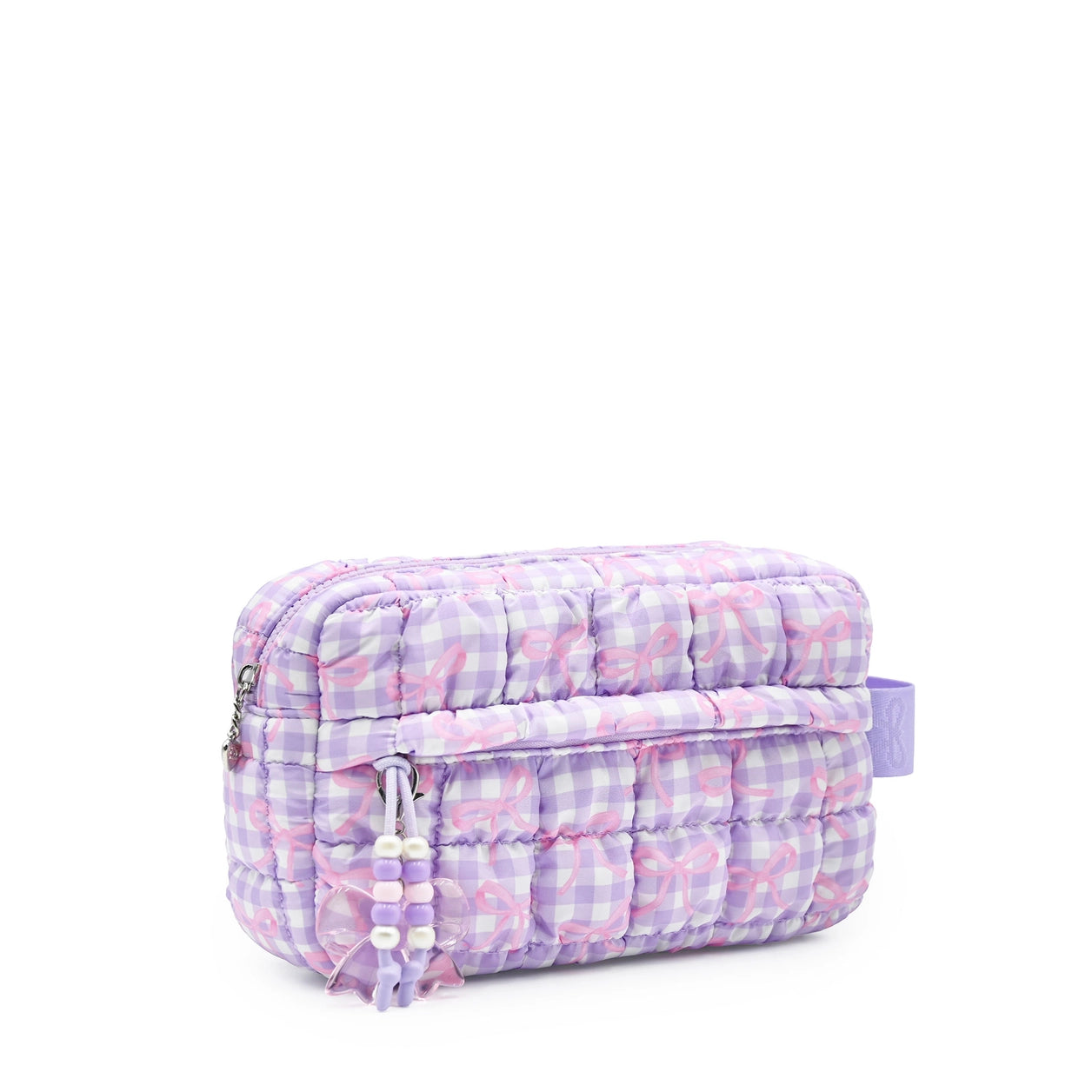 Quilted Striped Bow Pouch Purple