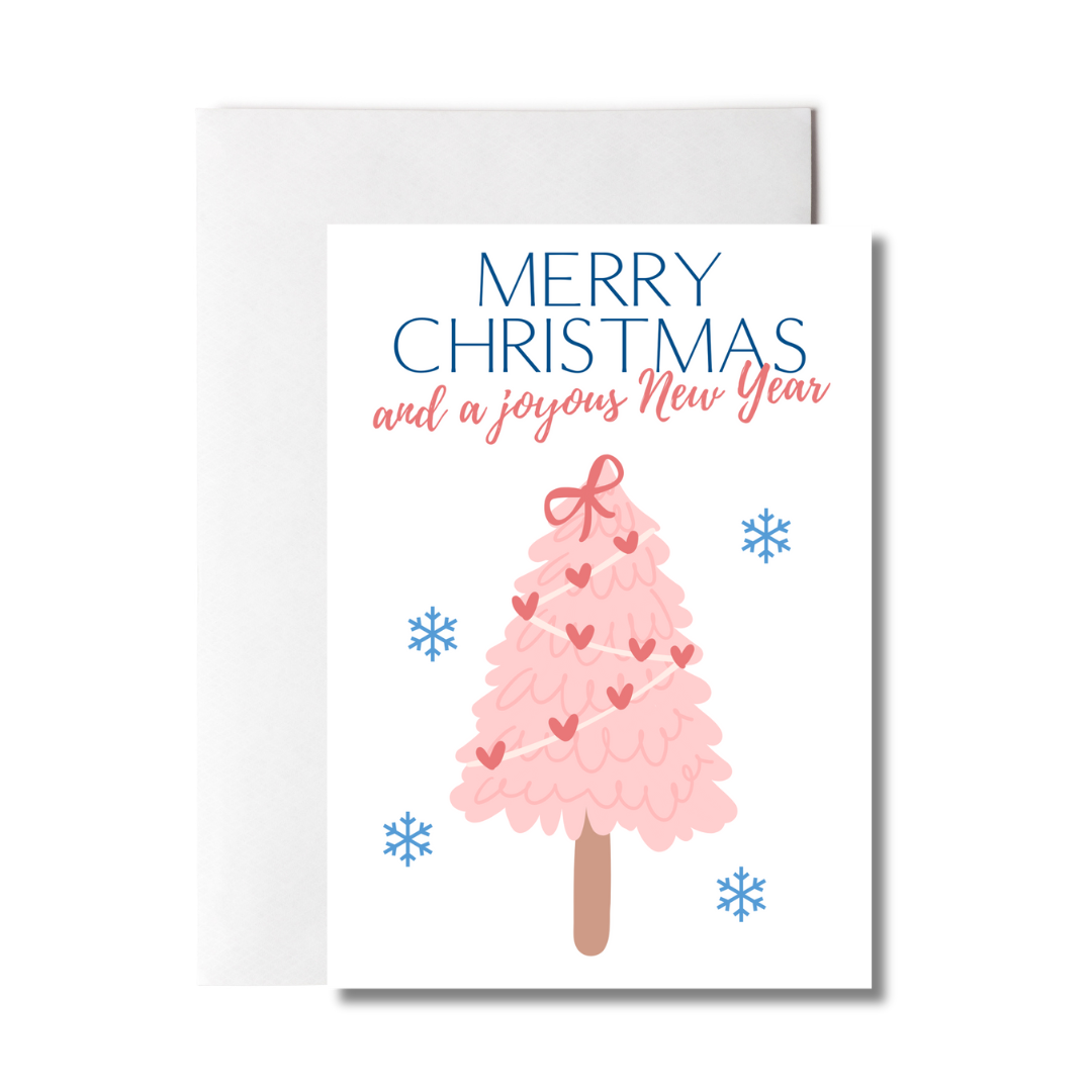 Merry Christmas Pink Tree Gretting Card