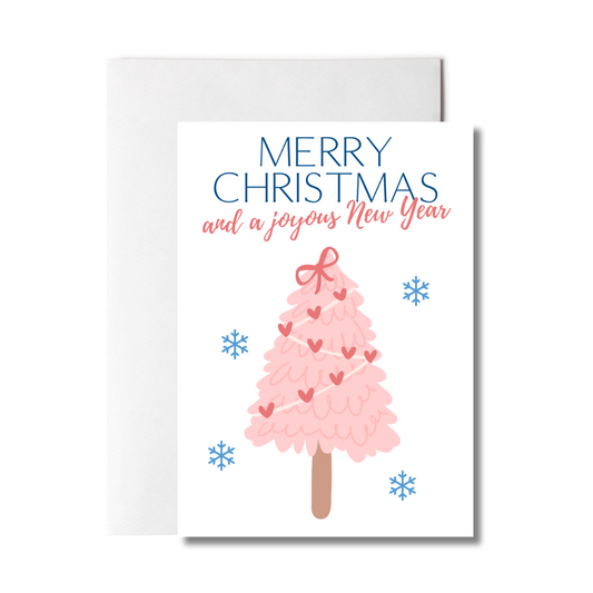 Merry Christmas Pink Tree Gretting Card