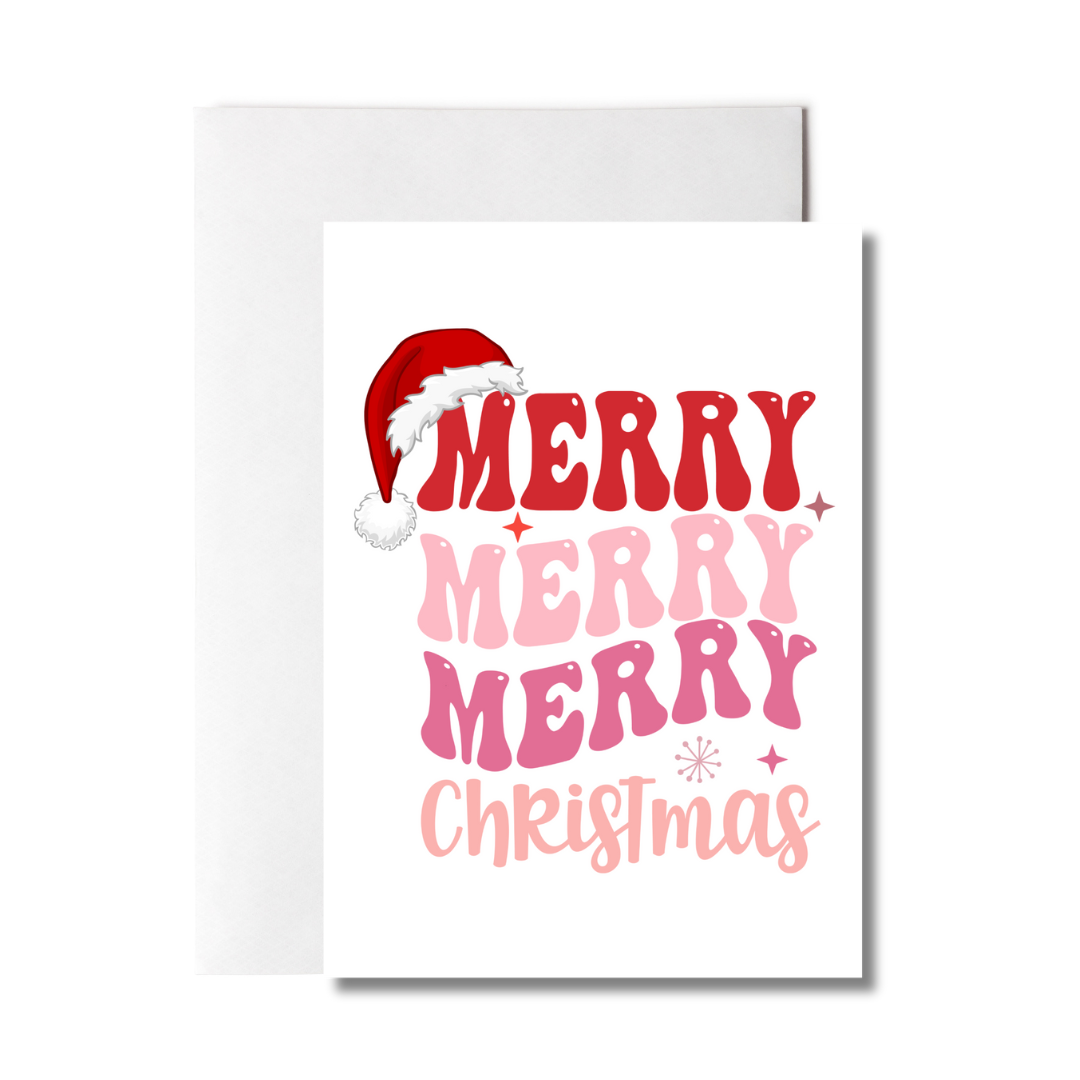 Merry Merry Merry Christmas Greeting Card