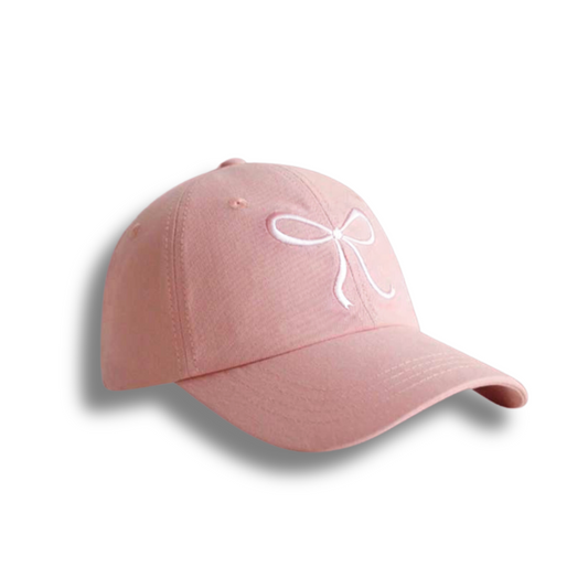 Embroidered Bow Baseball Cap - Pink