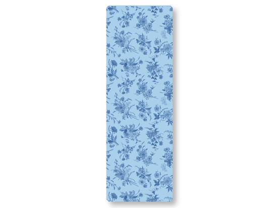 Toile style Floral patterned bookmark on a light blue background