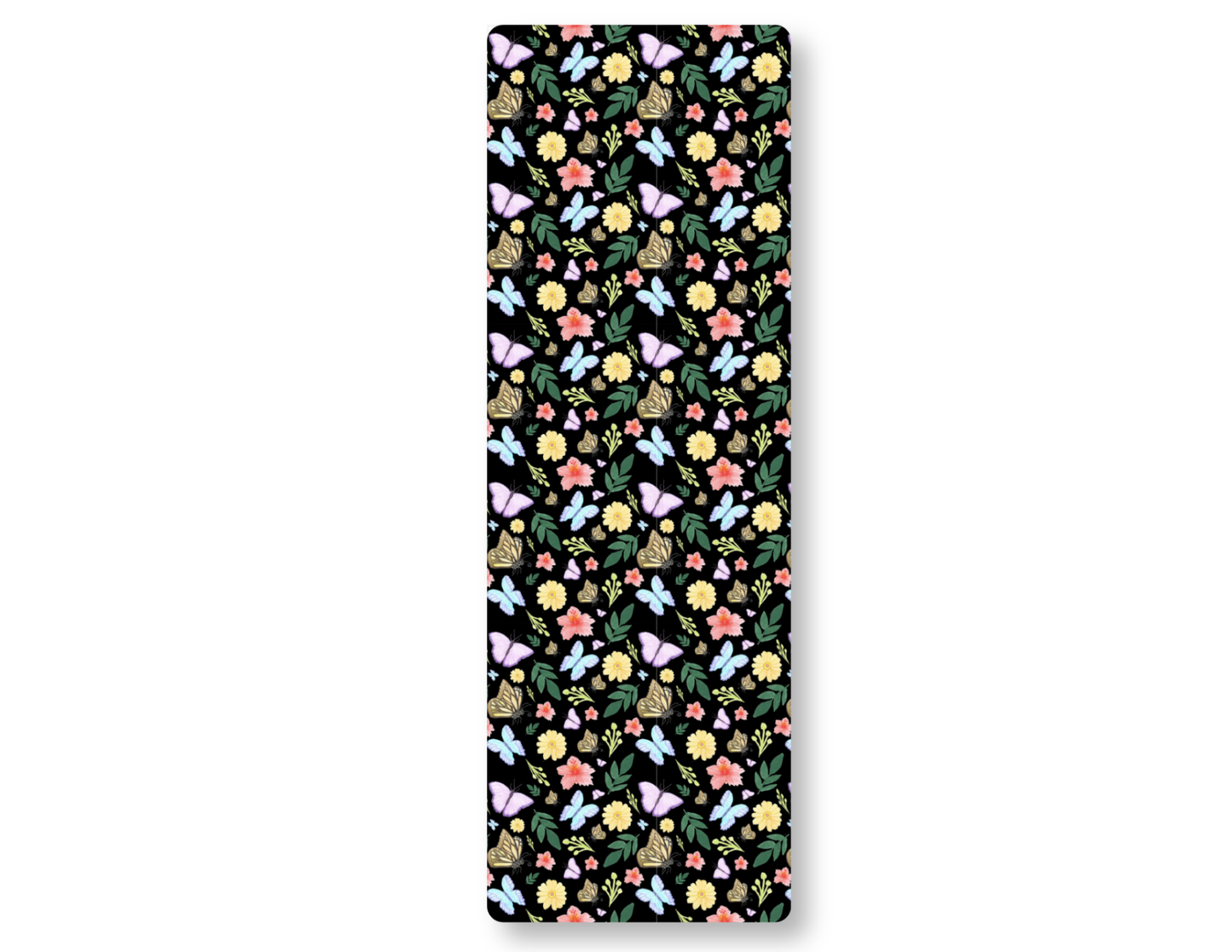 laminate bookmark featuring colorful butterflies and flowers