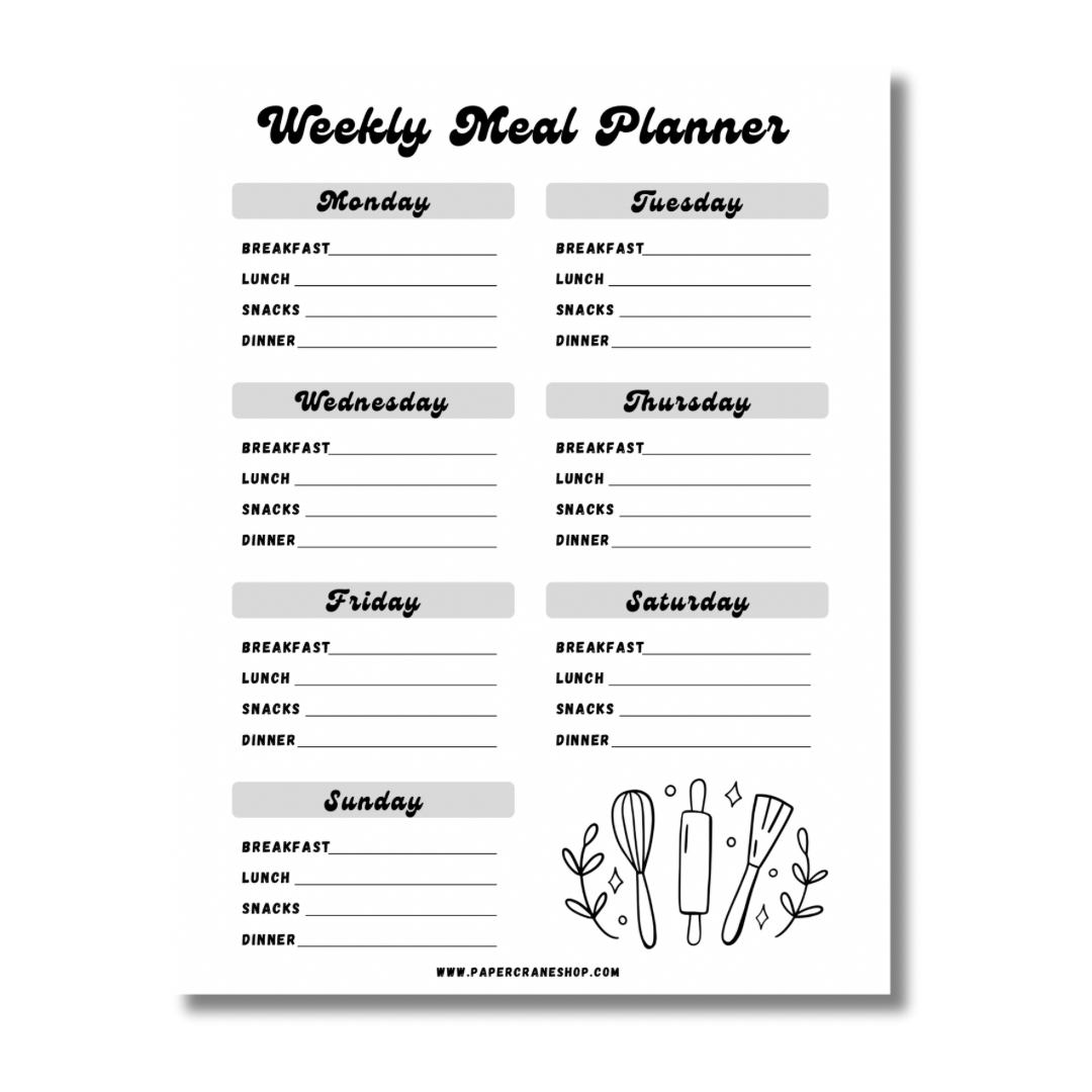 Magnetic Weekly Meal Planner - Large