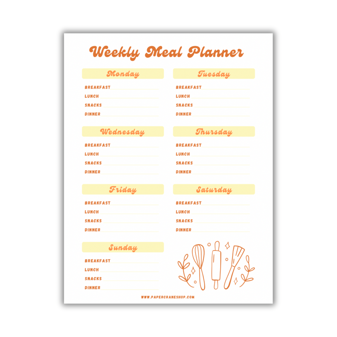 Magnetic Weekly Meal Planner - Small