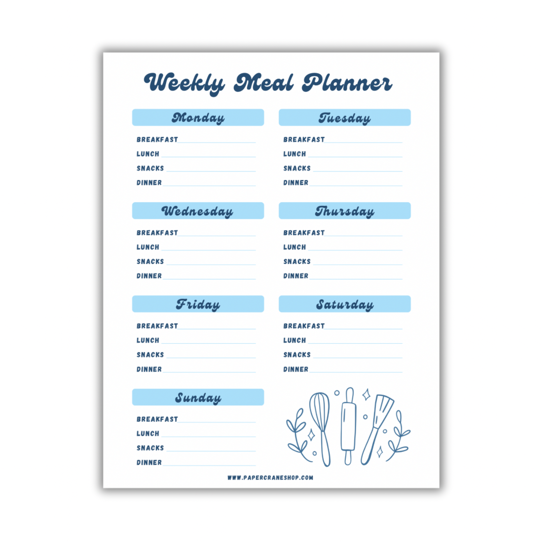 Magnetic Weekly Meal Planner - Large