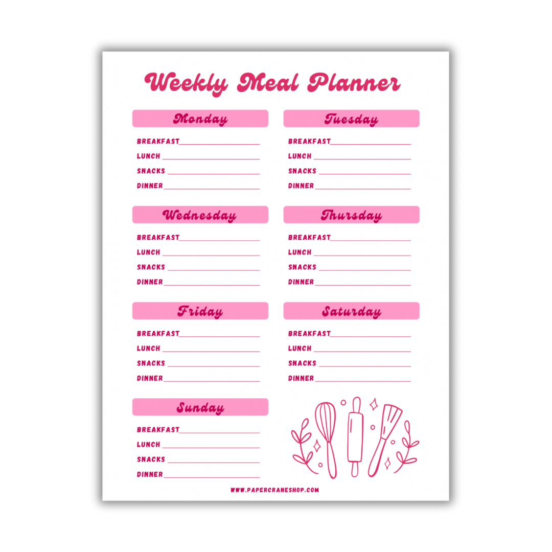 Magnetic Weekly Meal Planner - Small