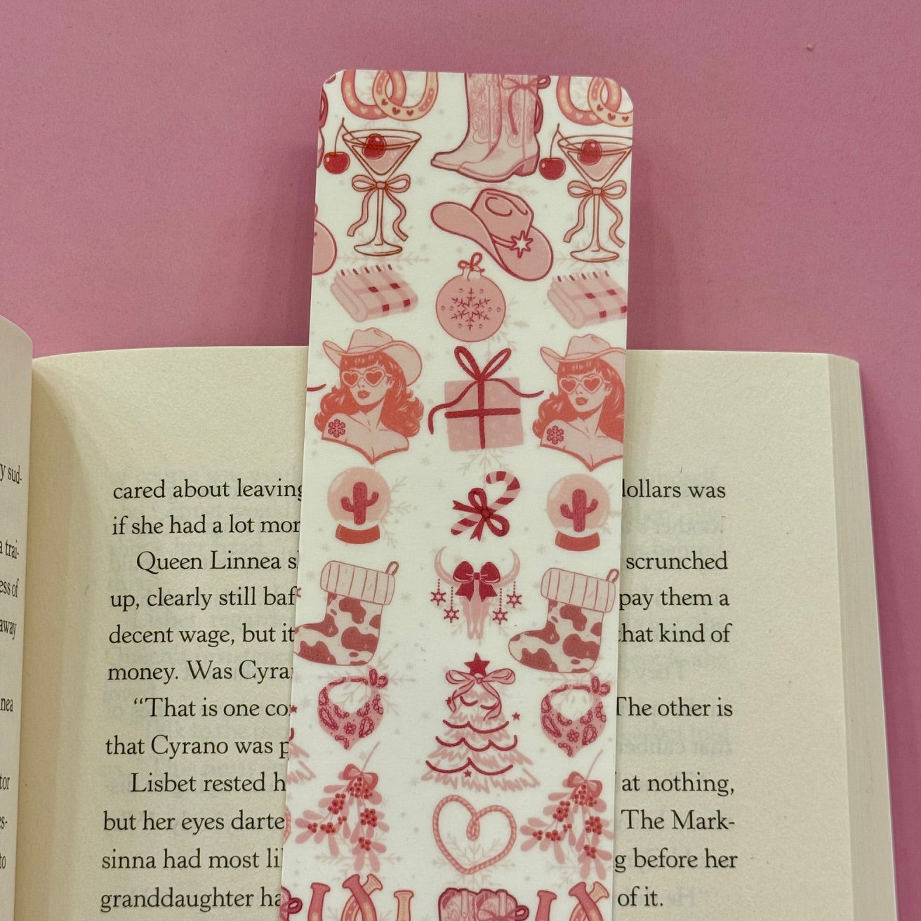 Cowgirl Christmas Laminate Bookmark