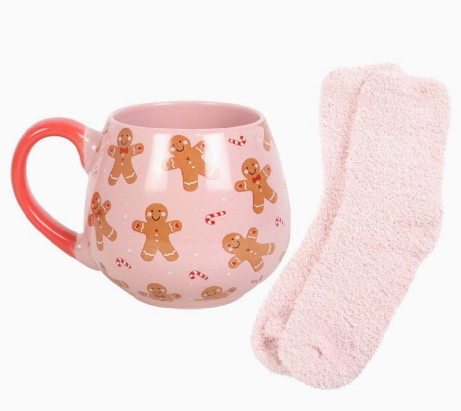 Christmas Gingerbread Mug and Socks Set