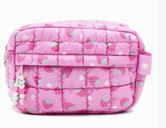 Quilted Strawberry Print Pouch