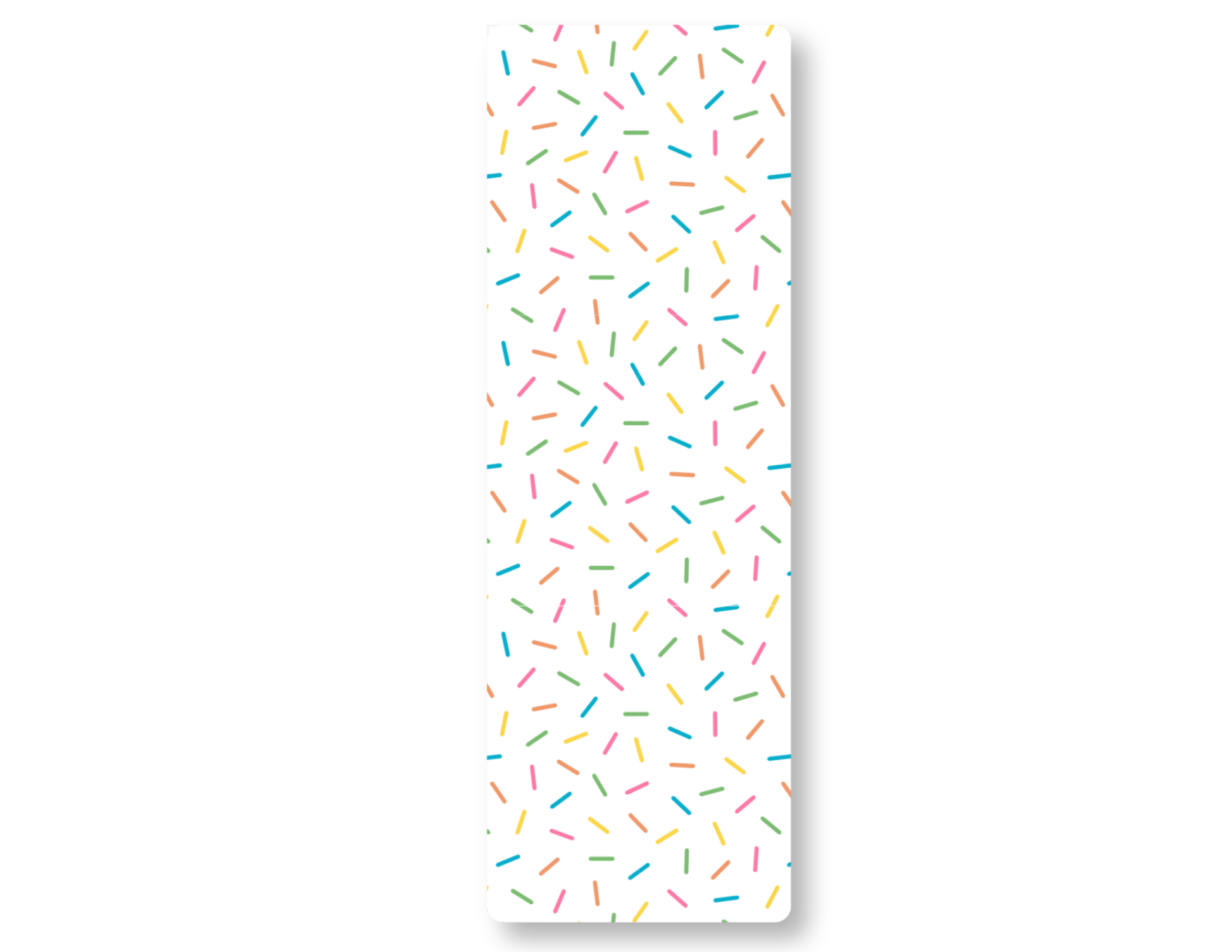 Bookmark with colorful sprinkles pattern on a white background