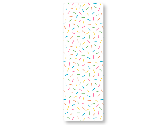 Bookmark with colorful sprinkles pattern on a white background