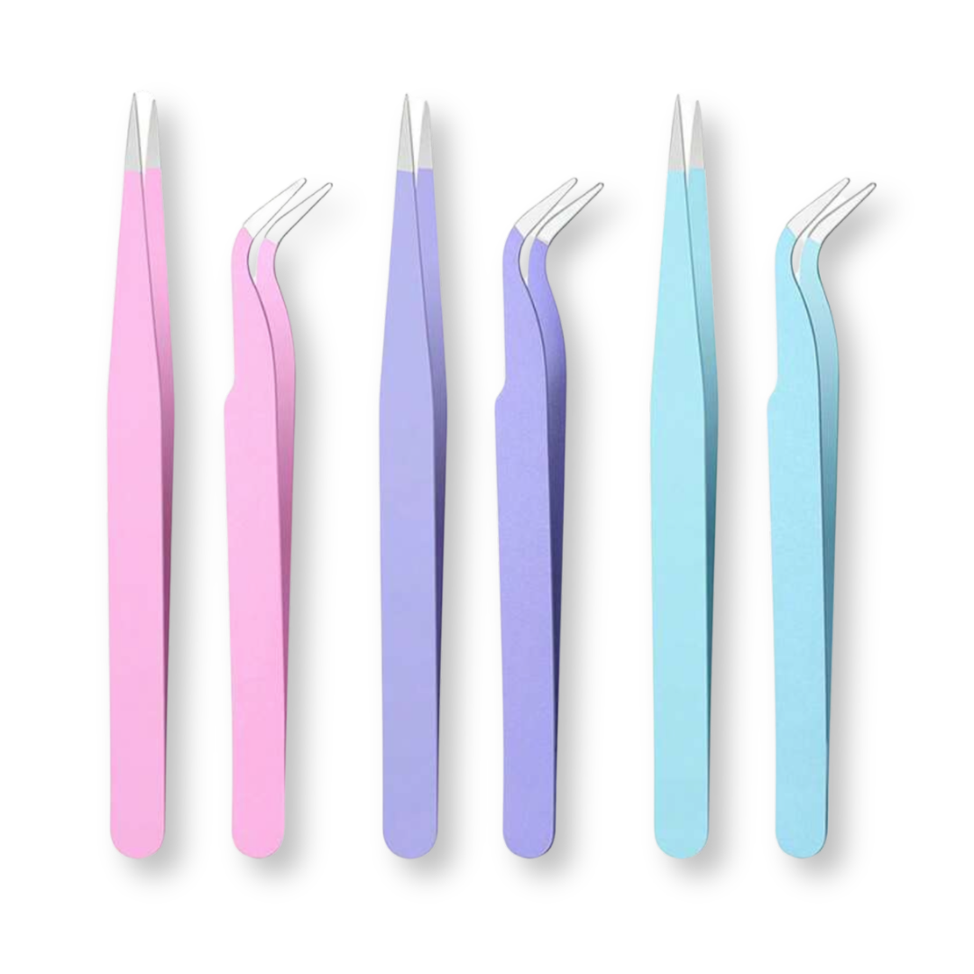 set of 3 pliers in pink, purple, and blue