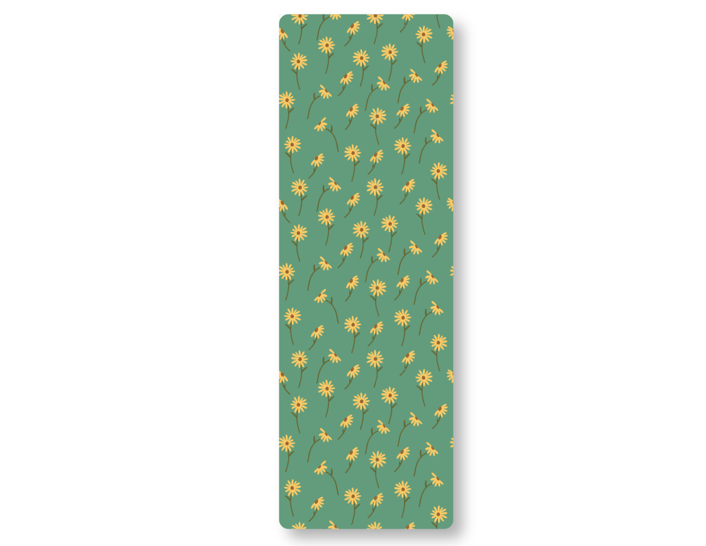 Bookmark with yellow sunflower pattern on a green background