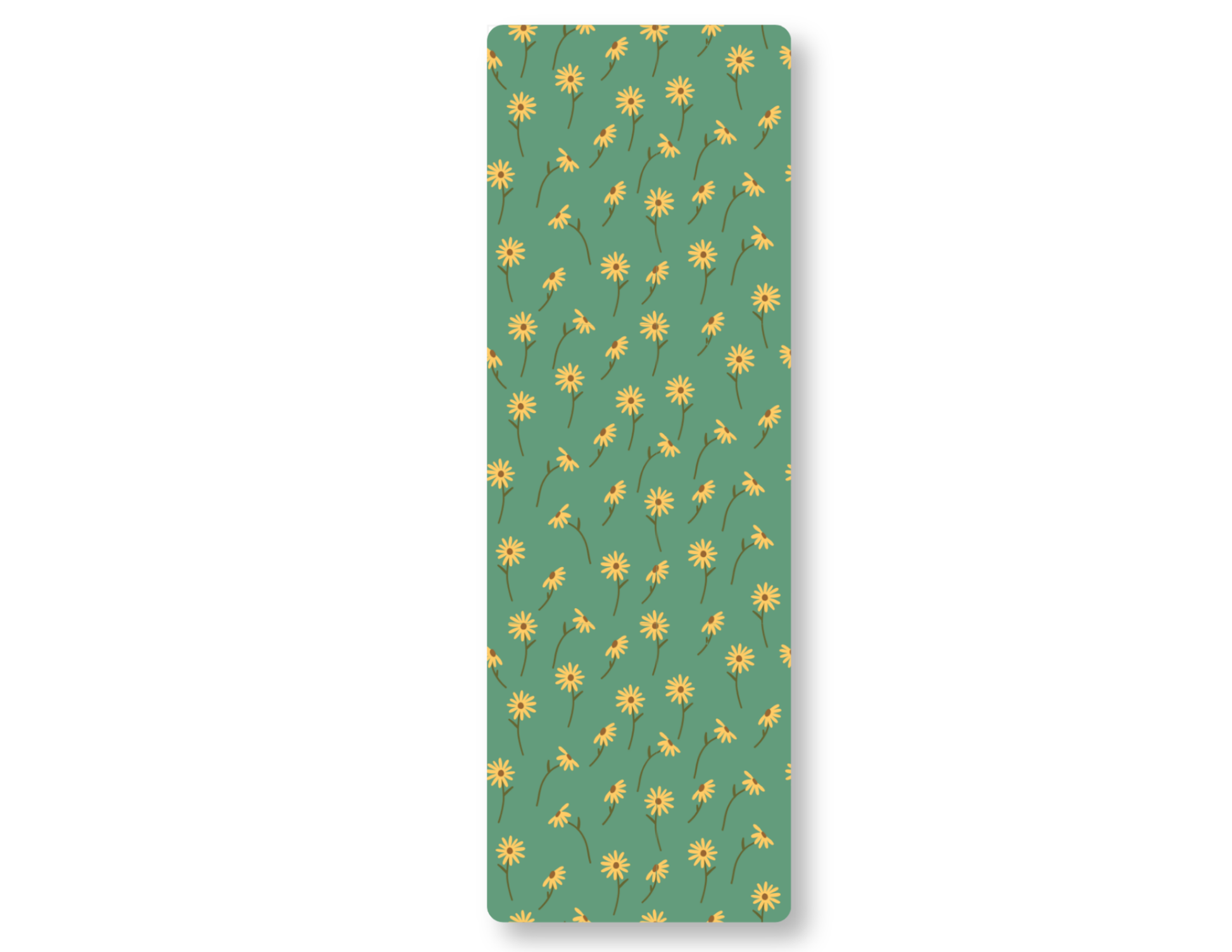 Bookmark with yellow sunflower pattern on a green background