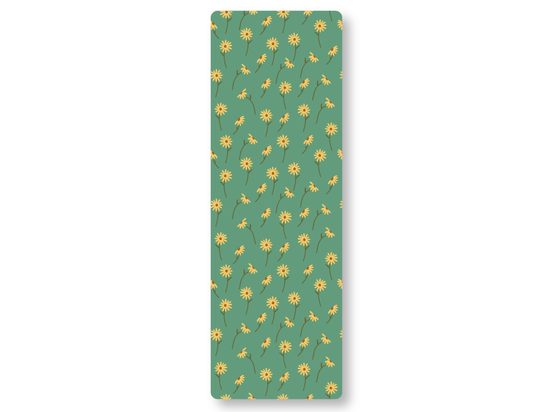 Bookmark with yellow sunflower pattern on a green background