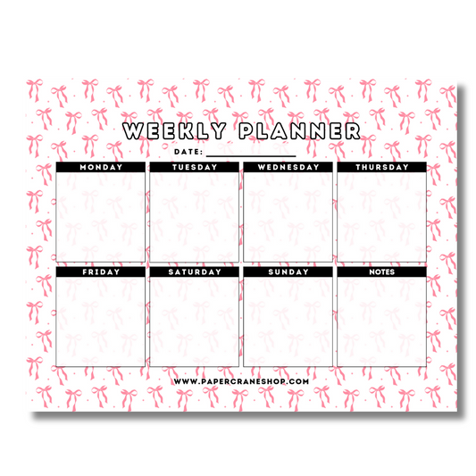 Pink Bows Weekly Planner