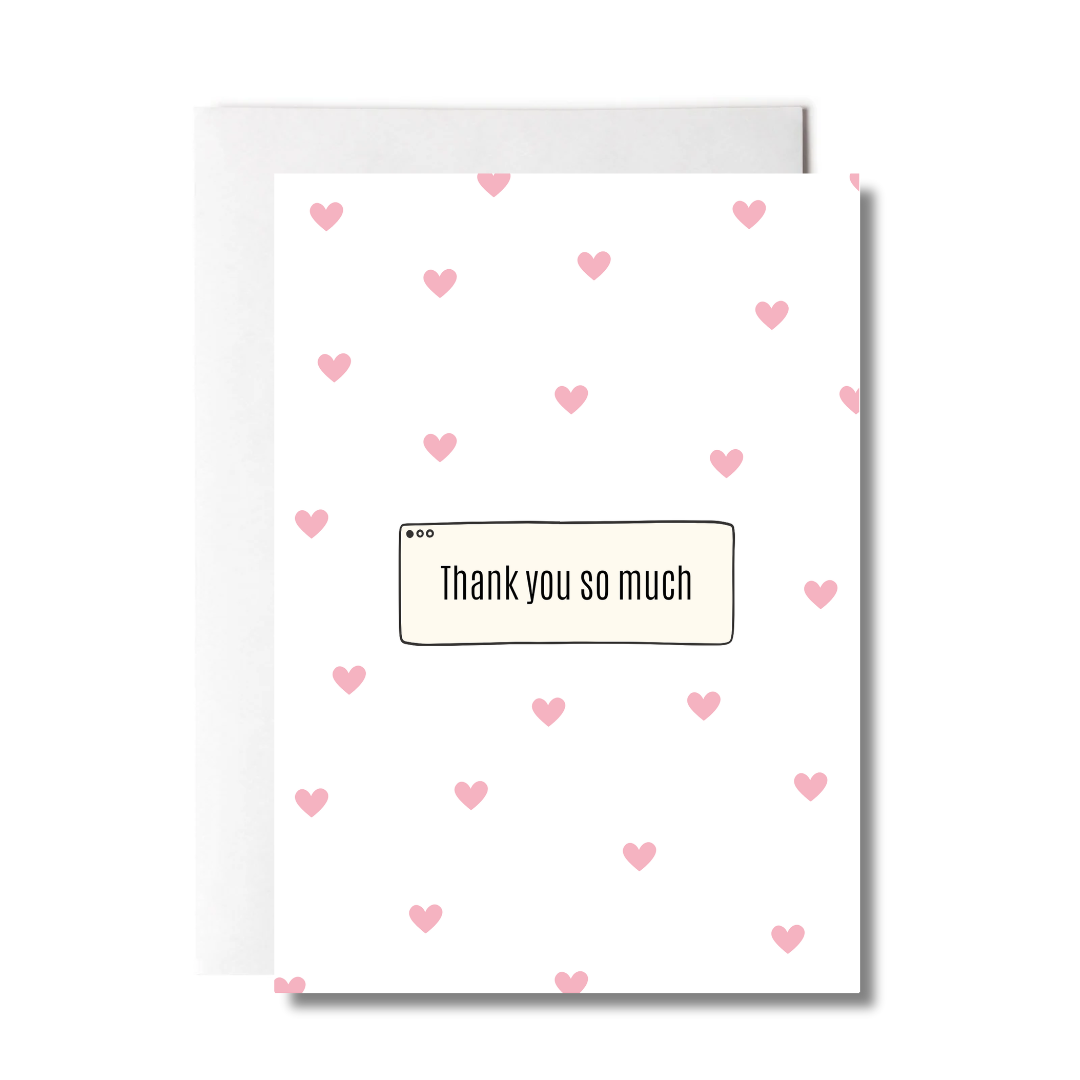 Pink Heart Thank You Card