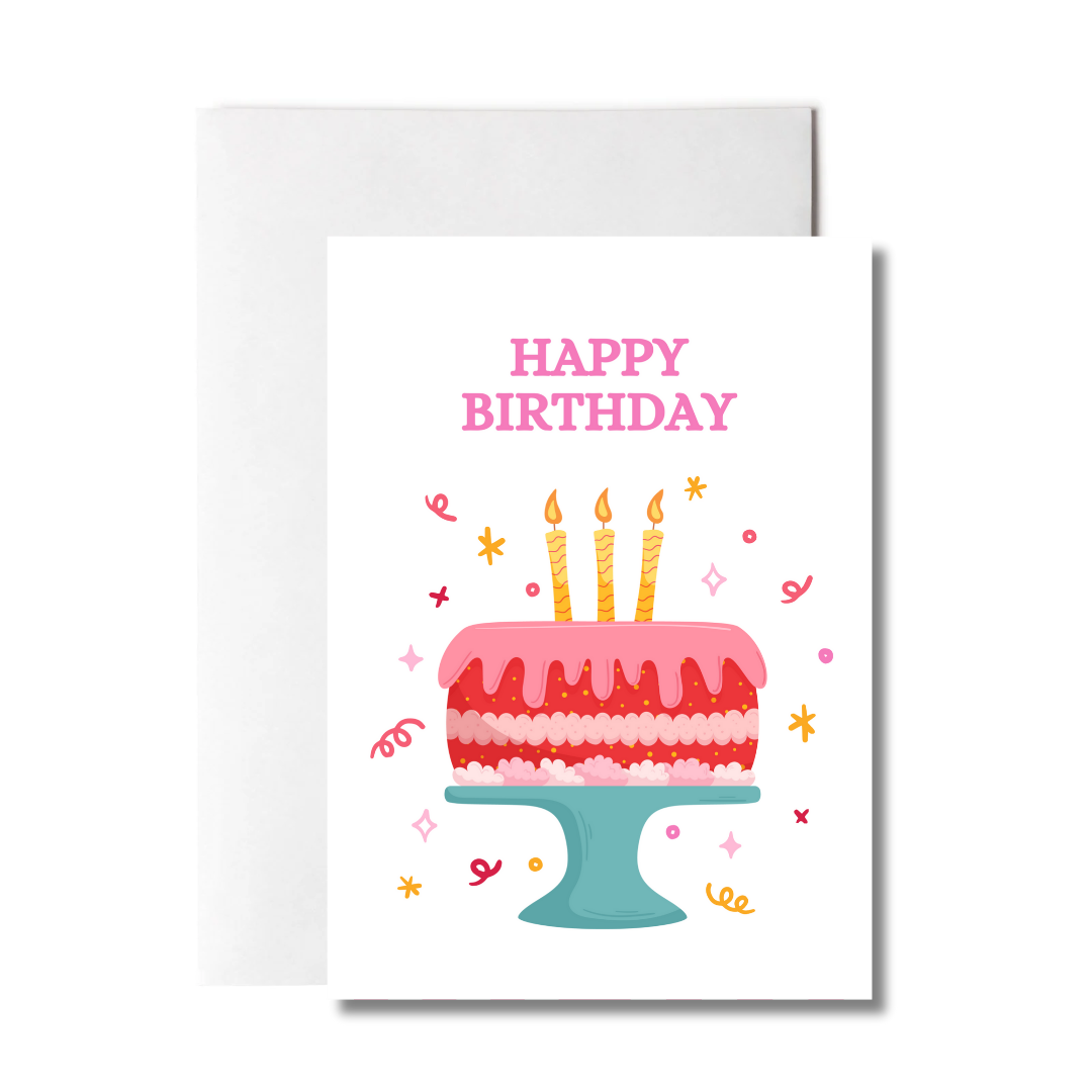 Pink Cake Birthday Card