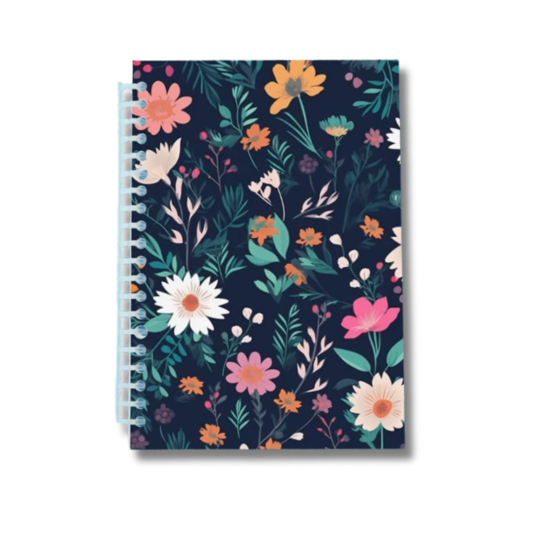 Navy Flowers Notebook